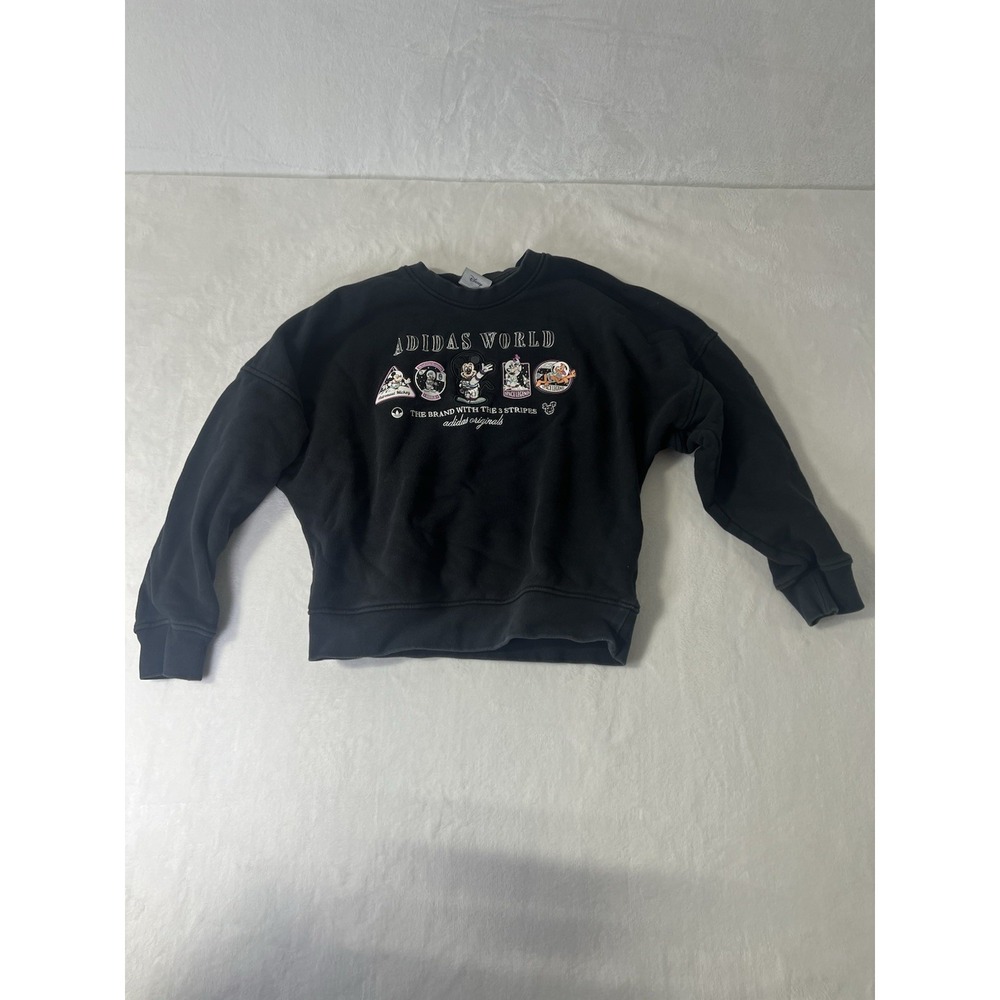 Adidas x Disney Mickey Mouse Sweatshirt Women's Black Crewneck Pullover Size XS